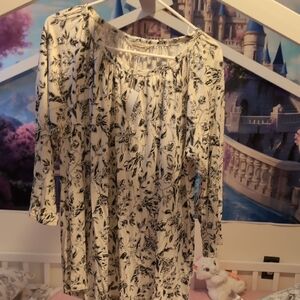 Lucky Brand Black and White Floral Blouse